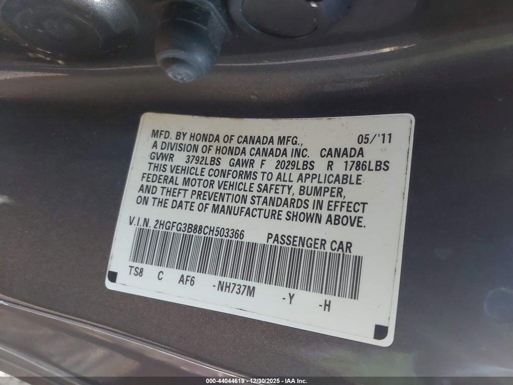 2HGFG3B88CH503366 2012 HONDA CIVIC photo no. 9