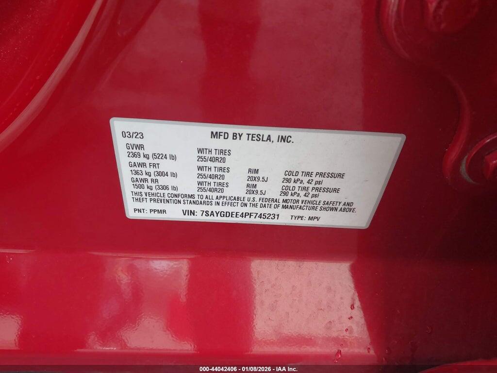 7SAYGDEE4PF745231 2023 TESLA MODEL Y photo no. 9
