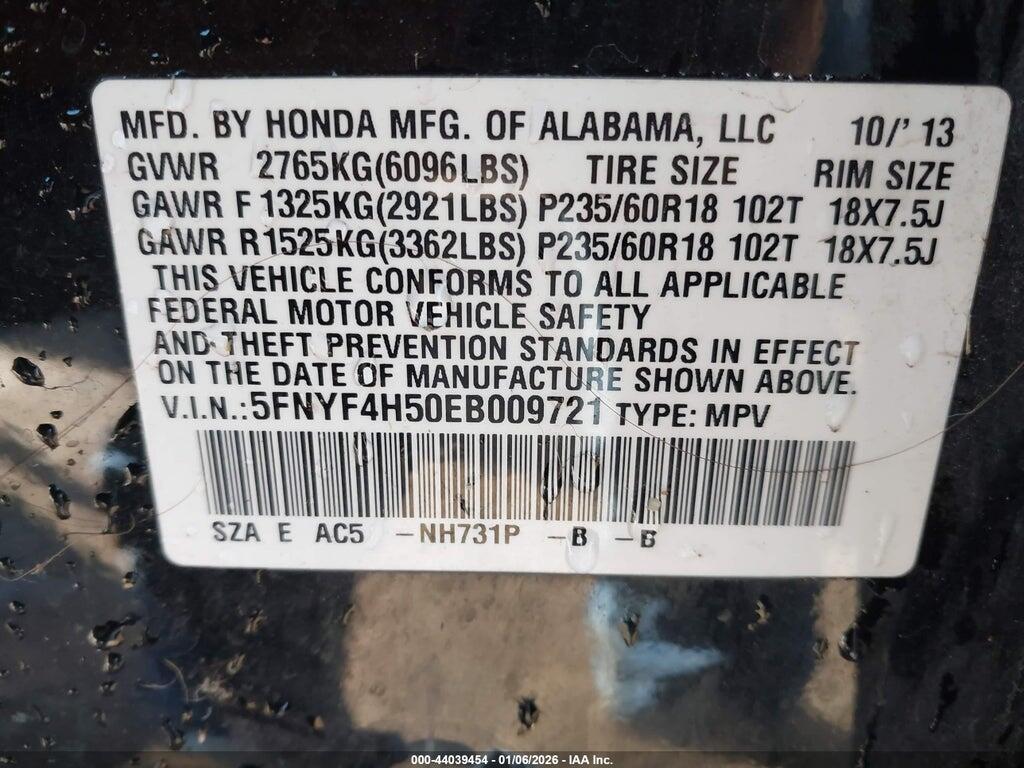5FNYF4H50EB009721 2014 HONDA PILOT photo no. 9