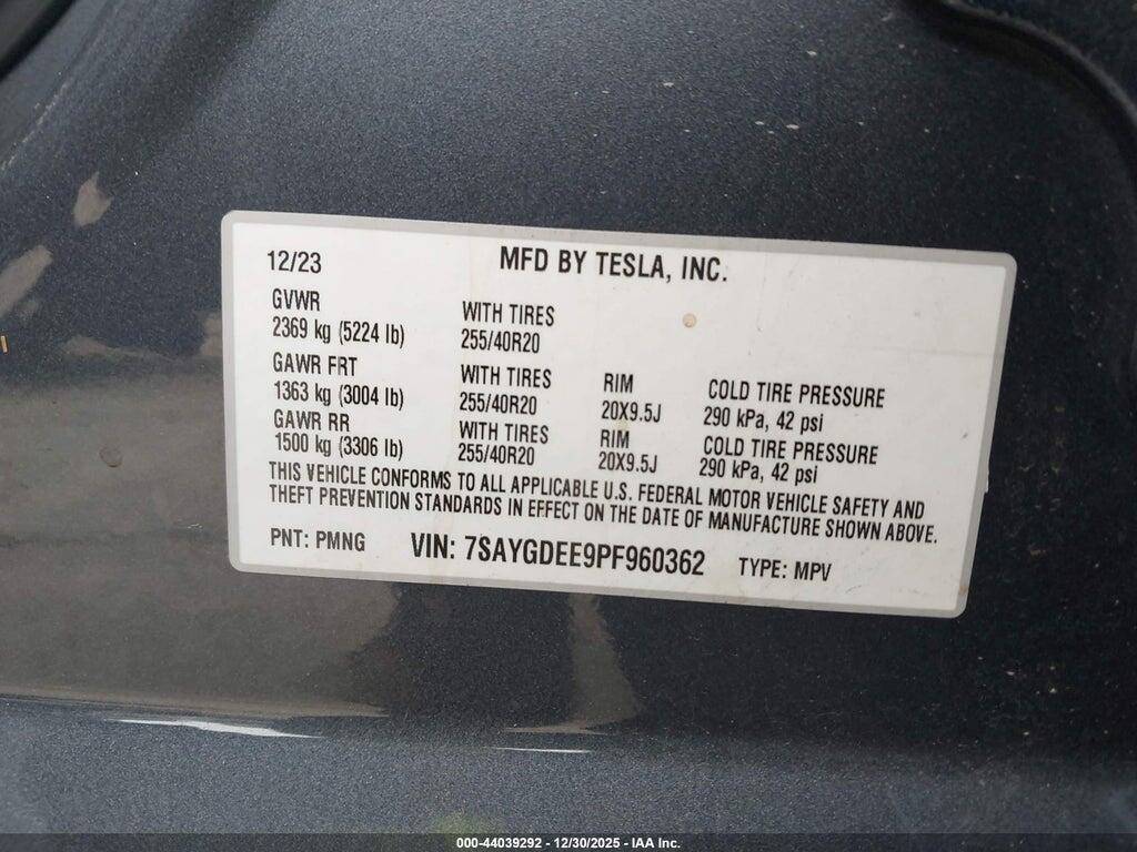 7SAYGDEE9PF960362 2023 TESLA MODEL Y photo no. 9