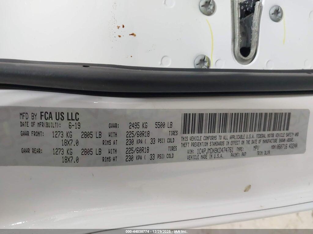 1C4PJMDN9KD474761 2019 JEEP CHEROKEE photo no. 9