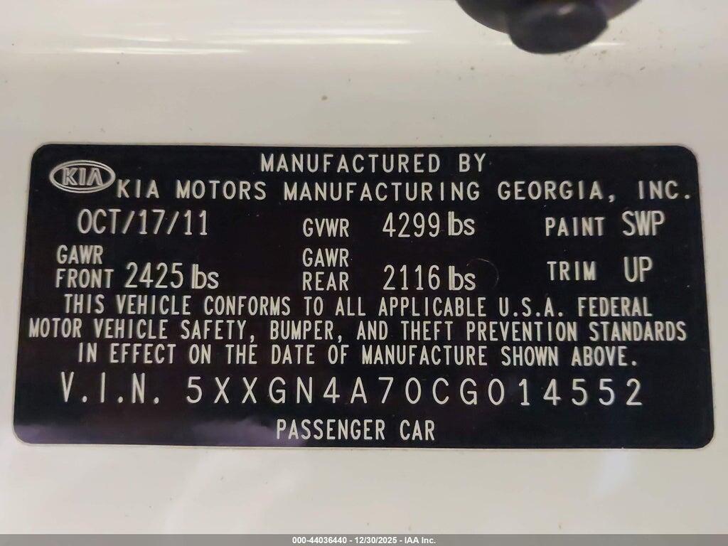 5XXGN4A70CG014552 2012 KIA OPTIMA photo no. 9