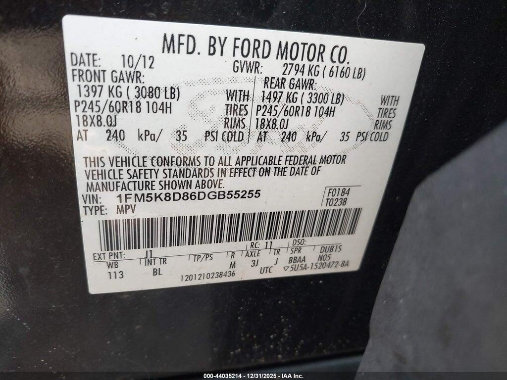 1FM5K8D86DGB55255 2013 FORD EXPLORER photo no. 9