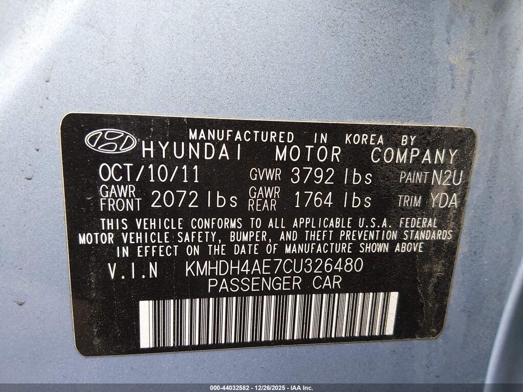KMHDH4AE7CU326480 2012 HYUNDAI ELANTRA photo no. 9