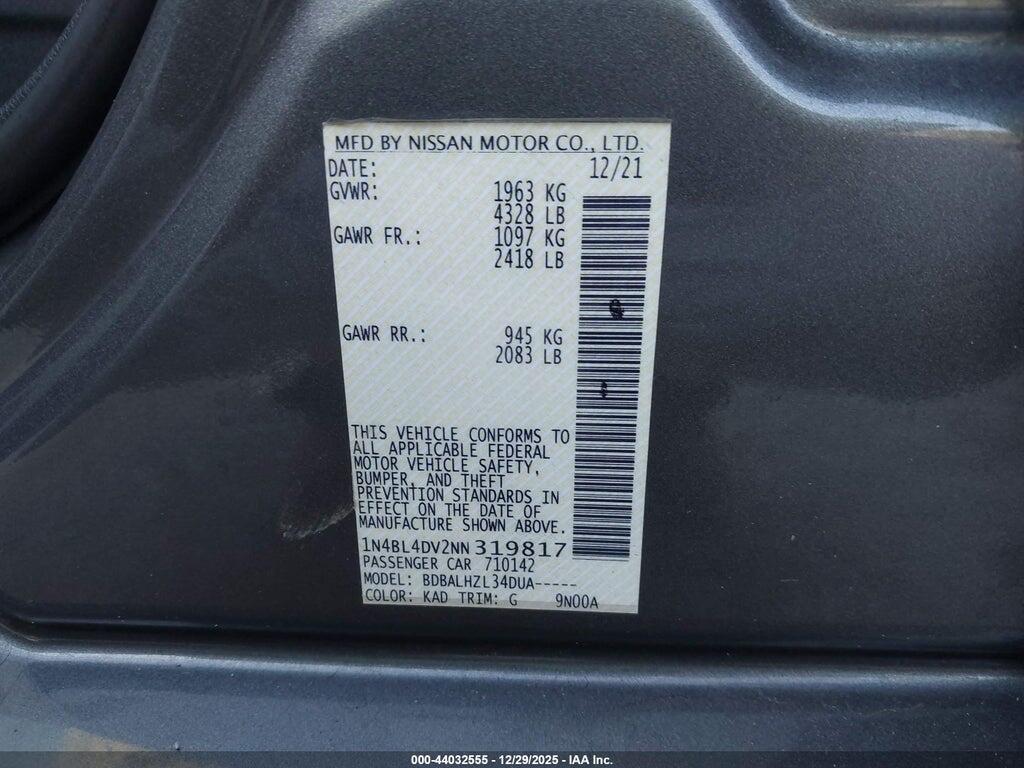 1N4BL4DV2NN319817 2022 NISSAN ALTIMA photo no. 9