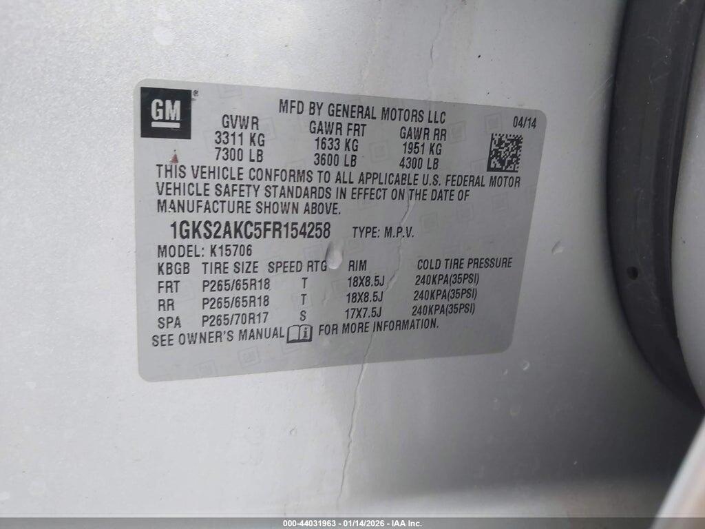 1GKS2AKC5FR154258 2015 GMC YUKON photo no. 9