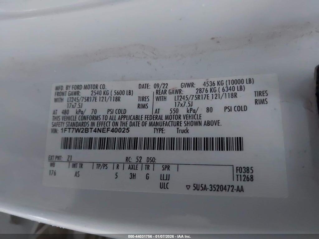 1FT7W2BT4NEF40025 2022 FORD F-250 photo no. 9