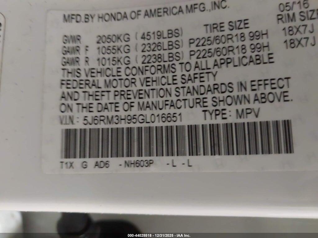 5J6RM3H95GL016651 2016 HONDA CR-V photo no. 9