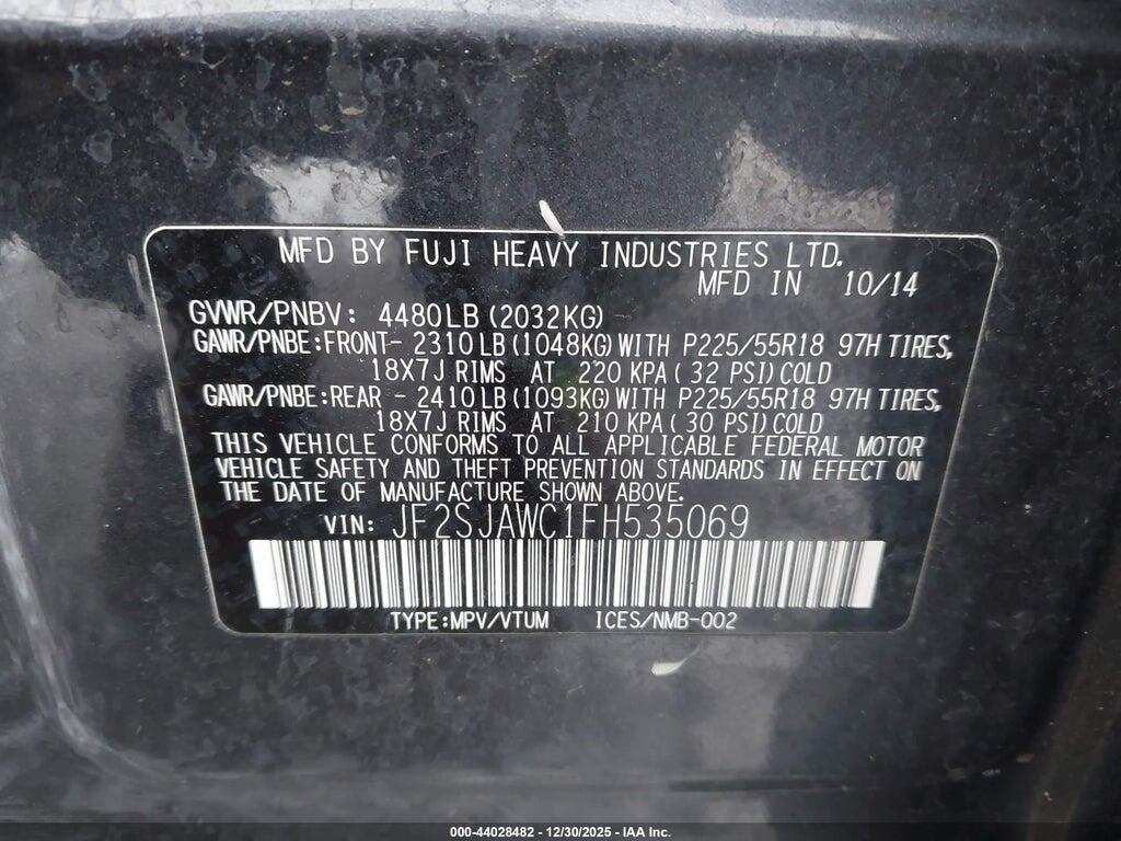 JF2SJAWC1FH535069 2015 SUBARU FORESTER photo no. 9