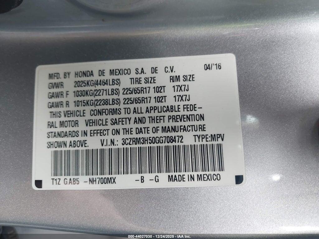 3CZRM3H50GG708472 2016 HONDA CR-V photo no. 9