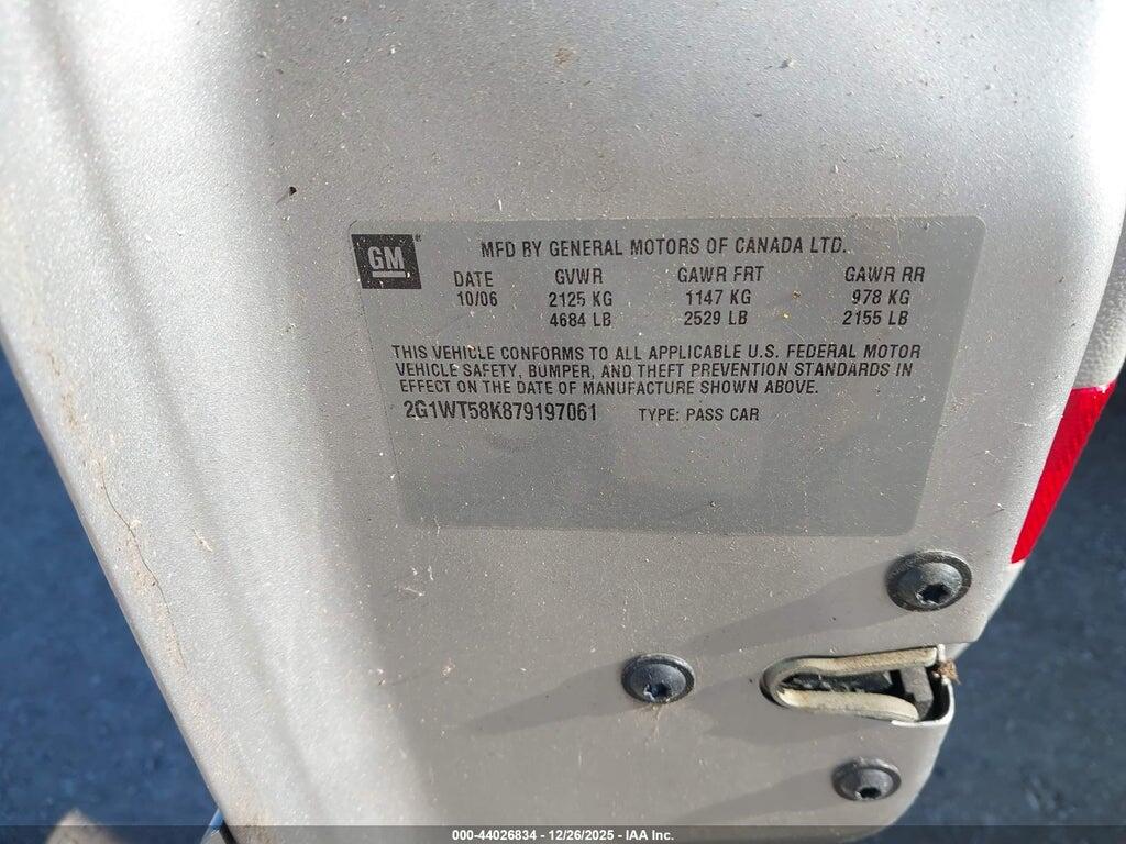 2G1WT58K879197061 2007 CHEVROLET IMPALA photo no. 9
