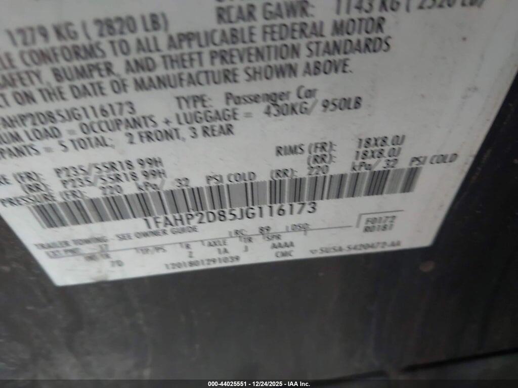 1FAHP2D85JG116173 2018 FORD TAURUS photo no. 9