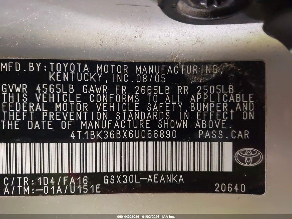 4T1BK36BX6U066890 2006 TOYOTA AVALON photo no. 9