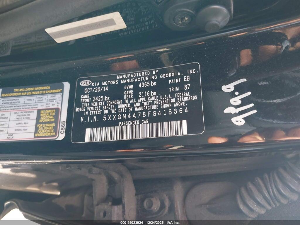 5XXGN4A78FG418364 2015 KIA OPTIMA photo no. 9