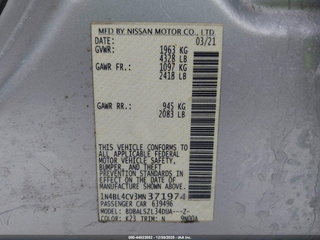 1N4BL4CV3MN371974 2021 NISSAN ALTIMA photo no. 9