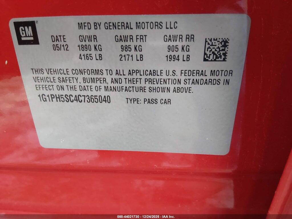1G1PH5SC4C7365040 2012 CHEVROLET CRUZE photo no. 9