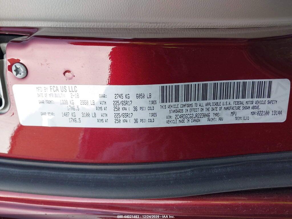 2C4RDGCG2JR223046 2018 DODGE GRAND CARAVAN photo no. 9