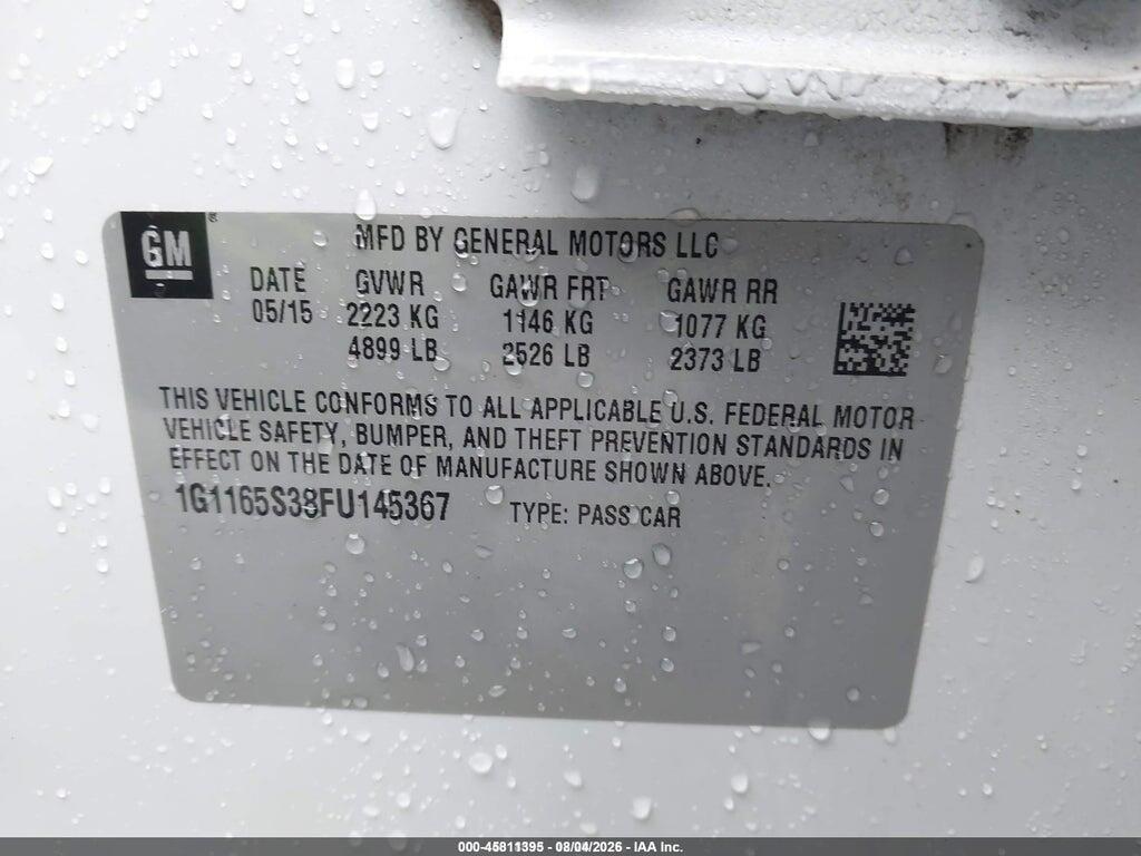 1G1165S38FU145367 2015 CHEVROLET IMPALA photo no. 9
