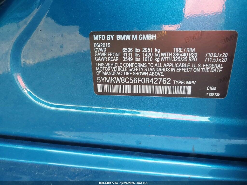 5YMKW8C56F0R42762 2015 BMW X6 M photo no. 9