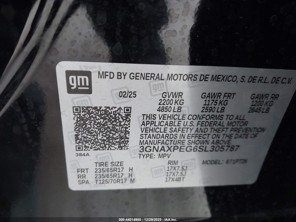 3GNAXPEG6SL305787 2025 CHEVROLET EQUINOX photo no. 9