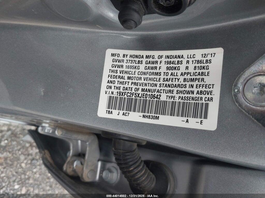 19XFC2F5XJE010642 2018 HONDA CIVIC photo no. 9