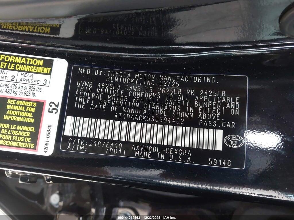 4T1DAACK5SU594402 2025 TOYOTA CAMRY photo no. 9