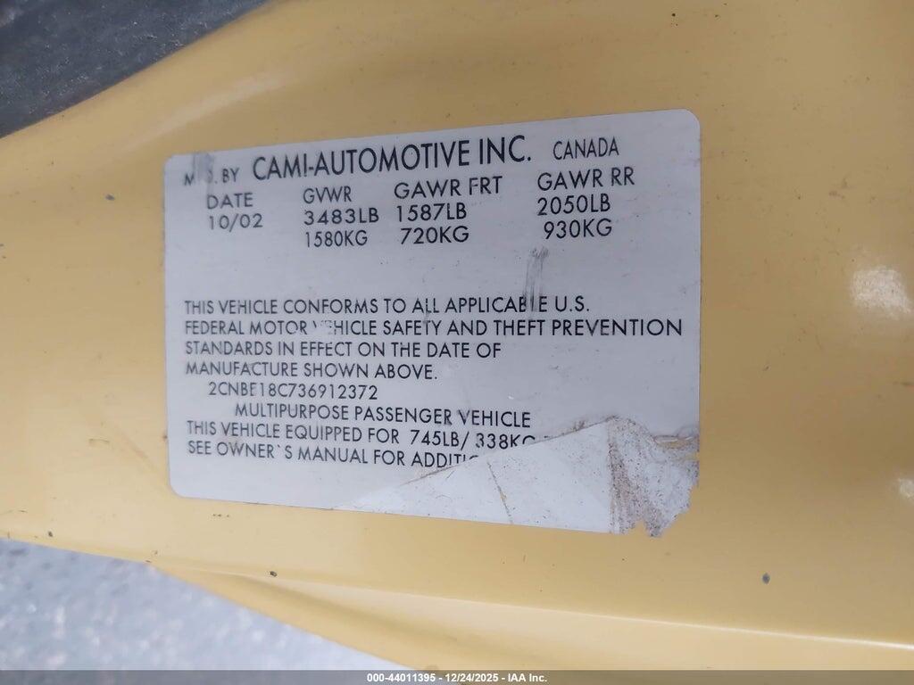 2CNBE18C736912372 2003 CHEVROLET TRACKER photo no. 9