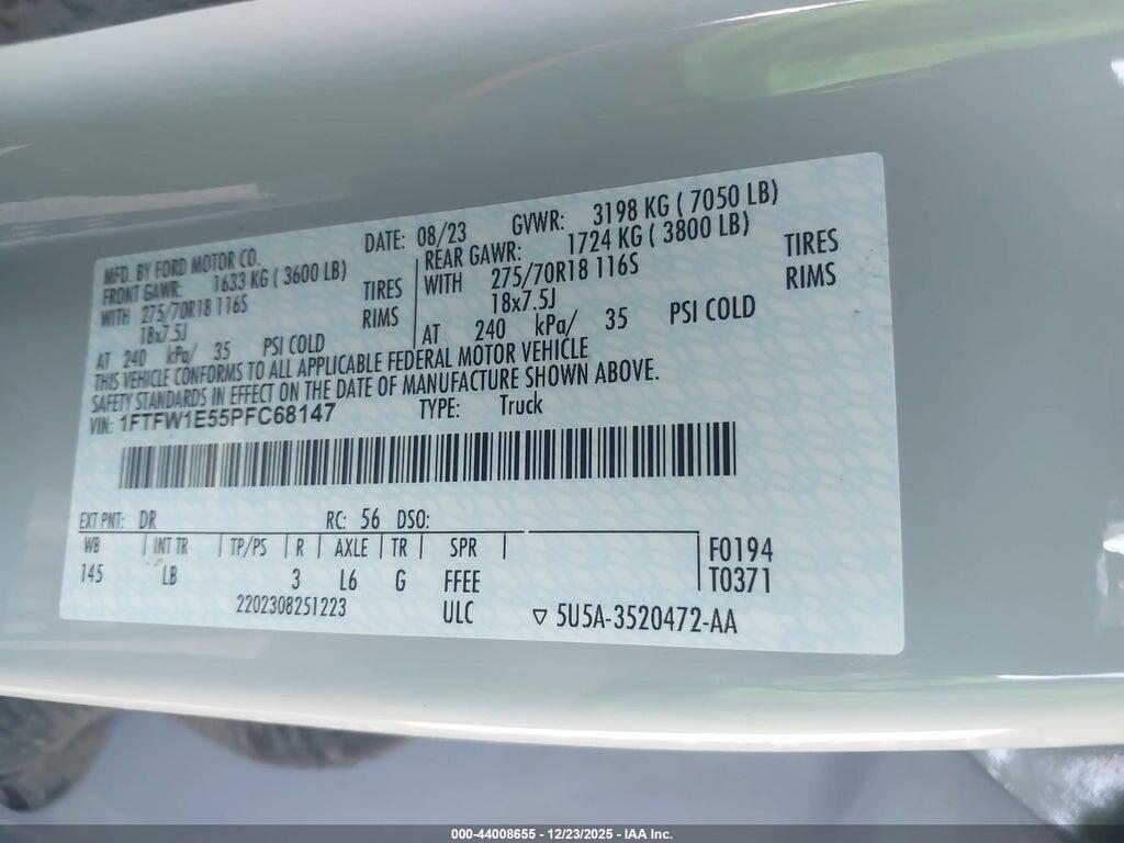 1FTFW1E55PFC68147 2023 FORD F-150 photo no. 9