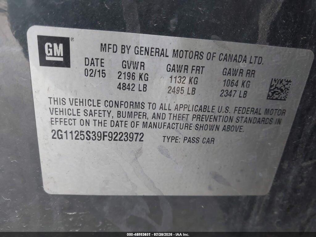 2G1125S39F9223972 2015 CHEVROLET IMPALA photo no. 9