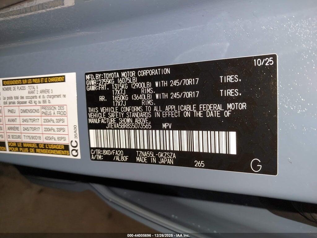 JTEVA5BR8S5073565 2025 TOYOTA 4RUNNER photo no. 9