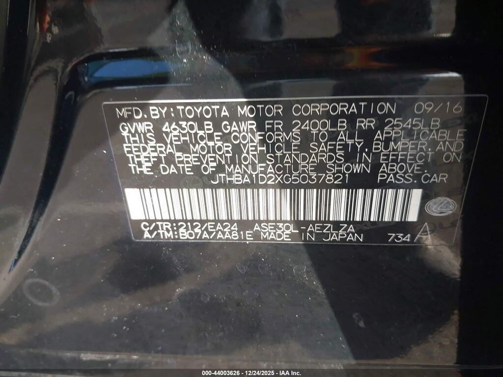 JTHBA1D2XG5037821 2016 LEXUS IS 200T photo no. 9