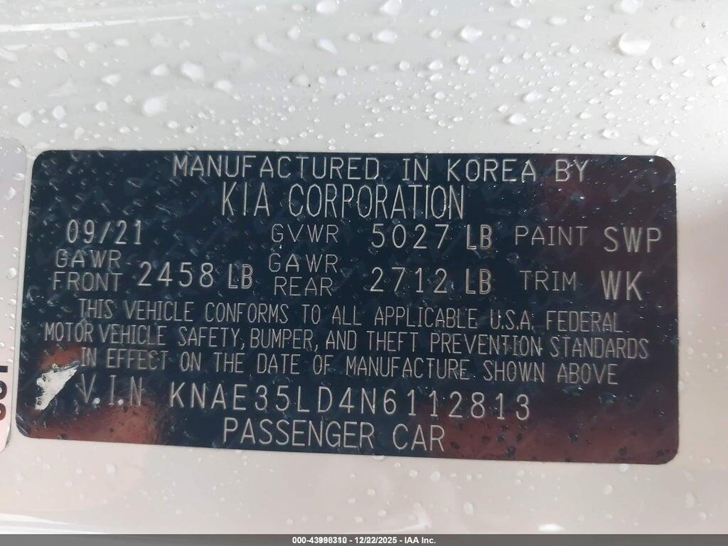 KNAE35LD4N6112813 2022 KIA STINGER photo no. 9