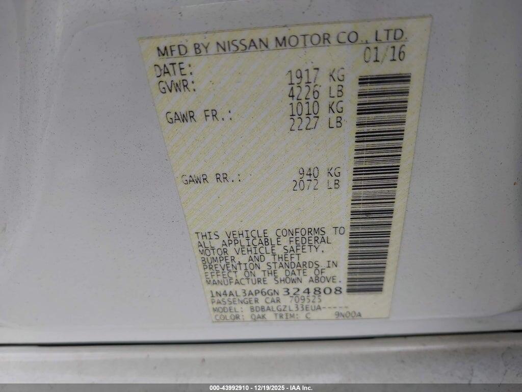 1N4AL3AP6GN324808 2016 NISSAN ALTIMA photo no. 9