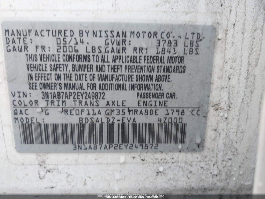 3N1AB7AP2EY249872 2014 NISSAN SENTRA photo no. 9