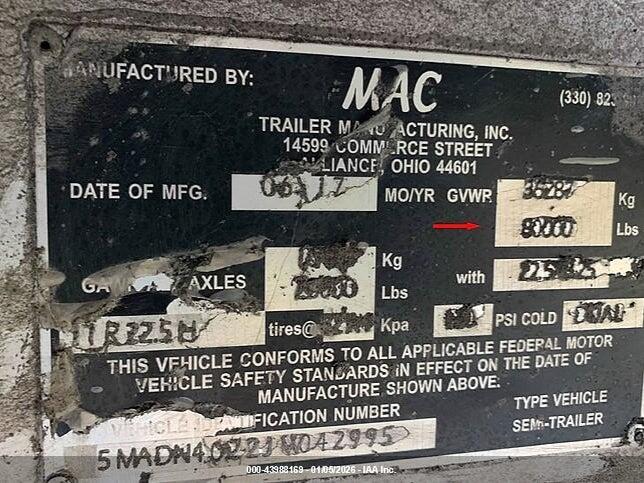 5MADN4022JW042995 2018 MAC TRAILER MFG END DUMP photo no. 9