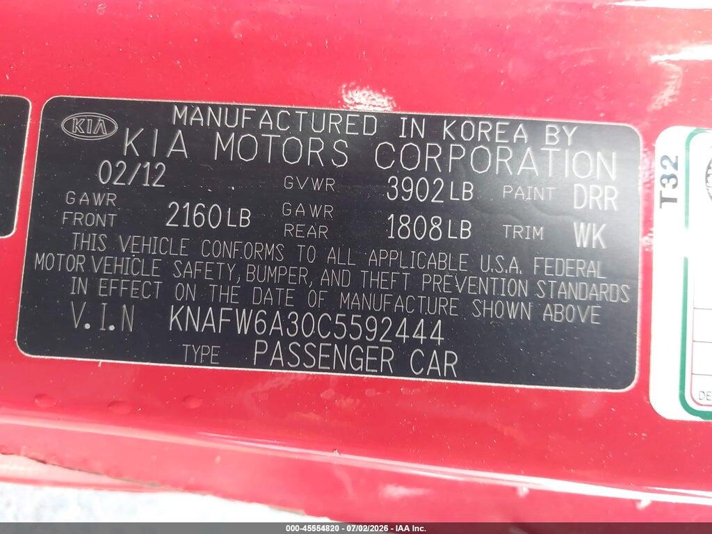 KNAFW6A30C5592444 2012 KIA FORTE KOUP photo no. 9