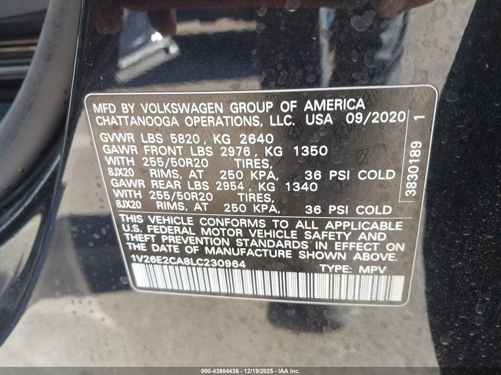 1V26E2CA8LC230964 2020 VOLKSWAGEN ATLAS CROSS SPORT photo no. 9