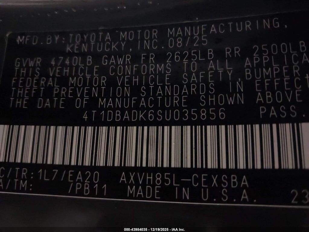 4T1DBADK6SU035856 2025 TOYOTA CAMRY photo no. 9