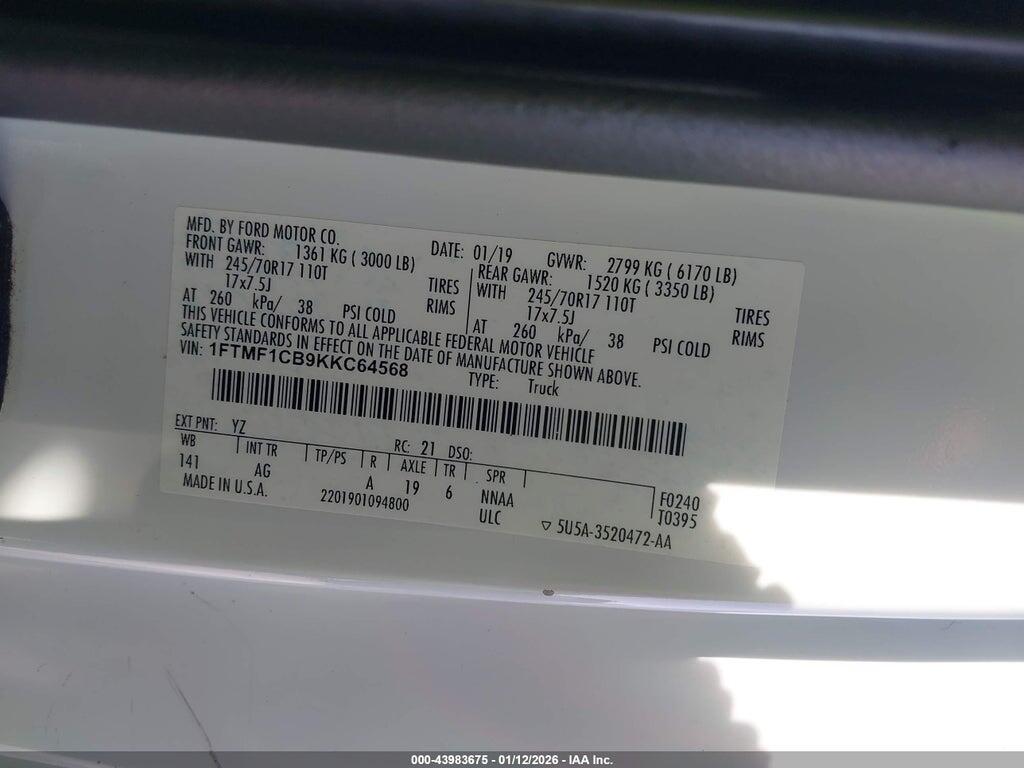 1FTMF1CB9KKC64568 2019 FORD F-150 photo no. 9