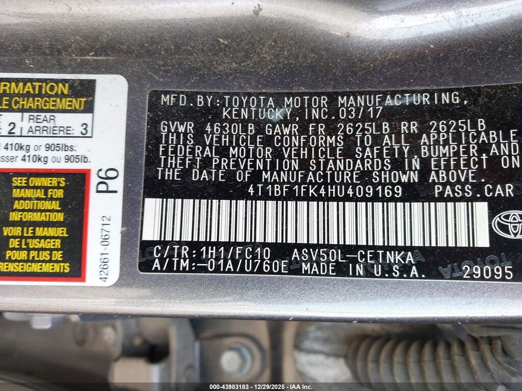 4T1BF1FK4HU409169 2017 TOYOTA CAMRY photo no. 9