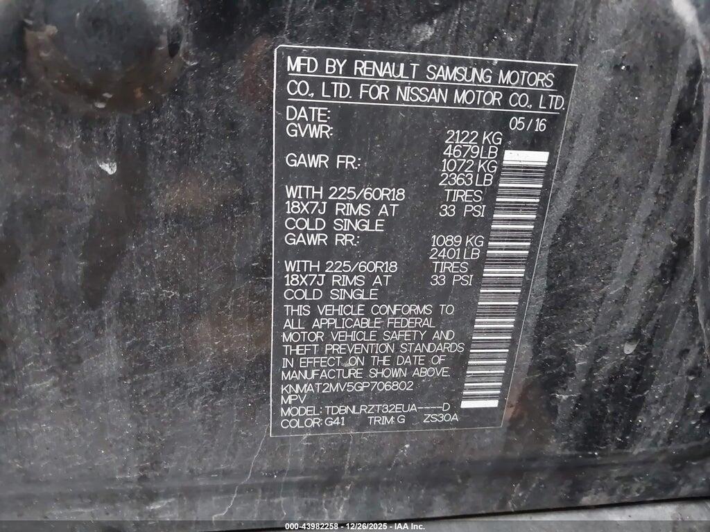 KNMAT2MV5GP706802 2016 NISSAN ROGUE photo no. 9