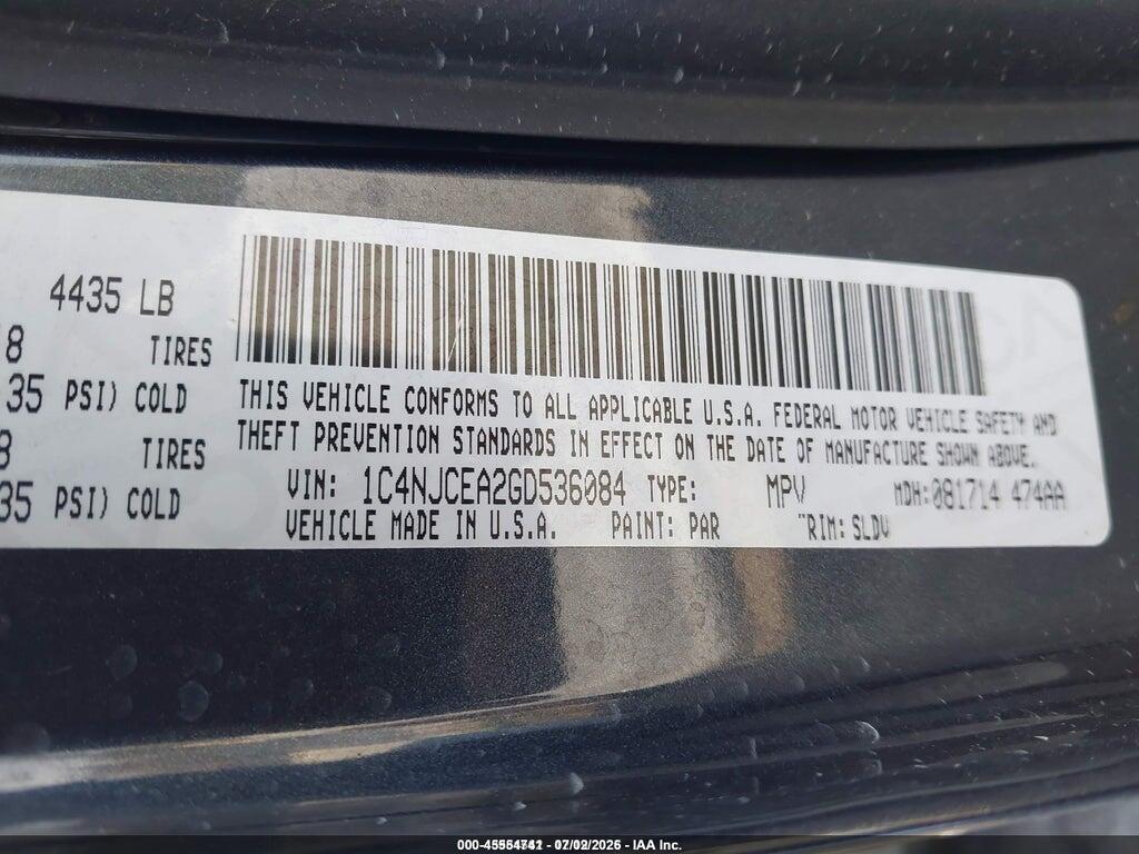 1C4NJCEA2GD536084 2016 JEEP COMPASS photo no. 9