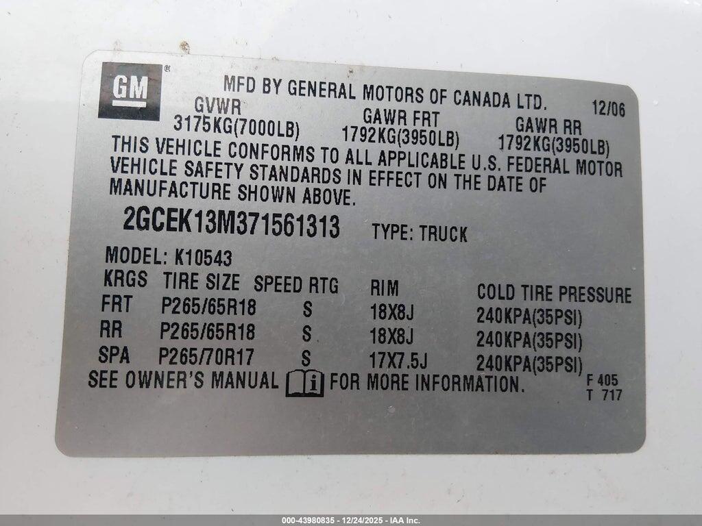2GCEK13M371561313 2007 CHEVROLET SILVERADO 1500 photo no. 9