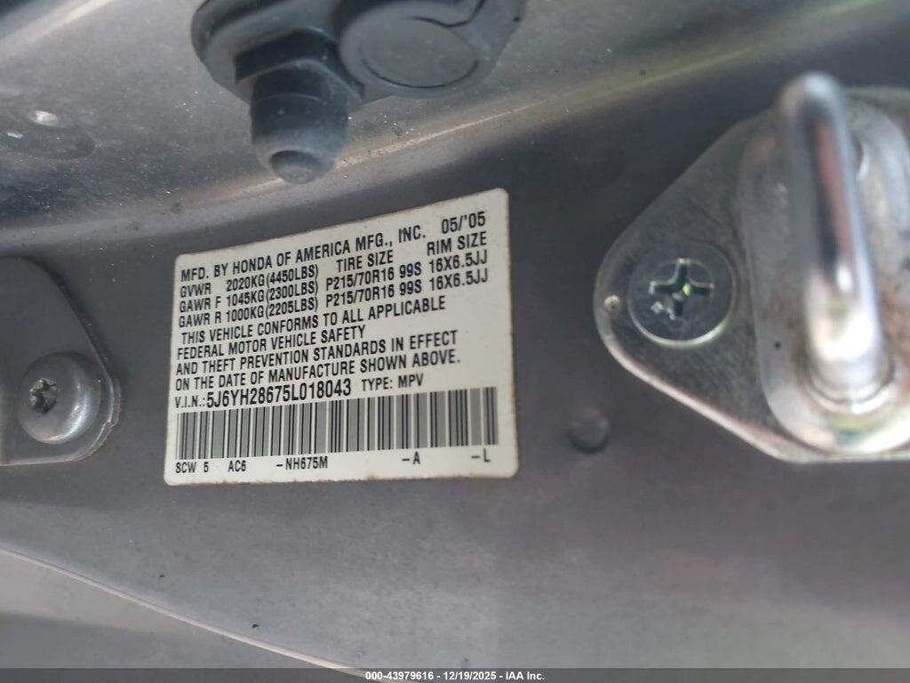 5J6YH28675L018043 2005 HONDA ELEMENT photo no. 9