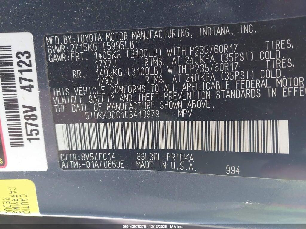 5TDKK3DC1ES410979 2014 TOYOTA SIENNA photo no. 9