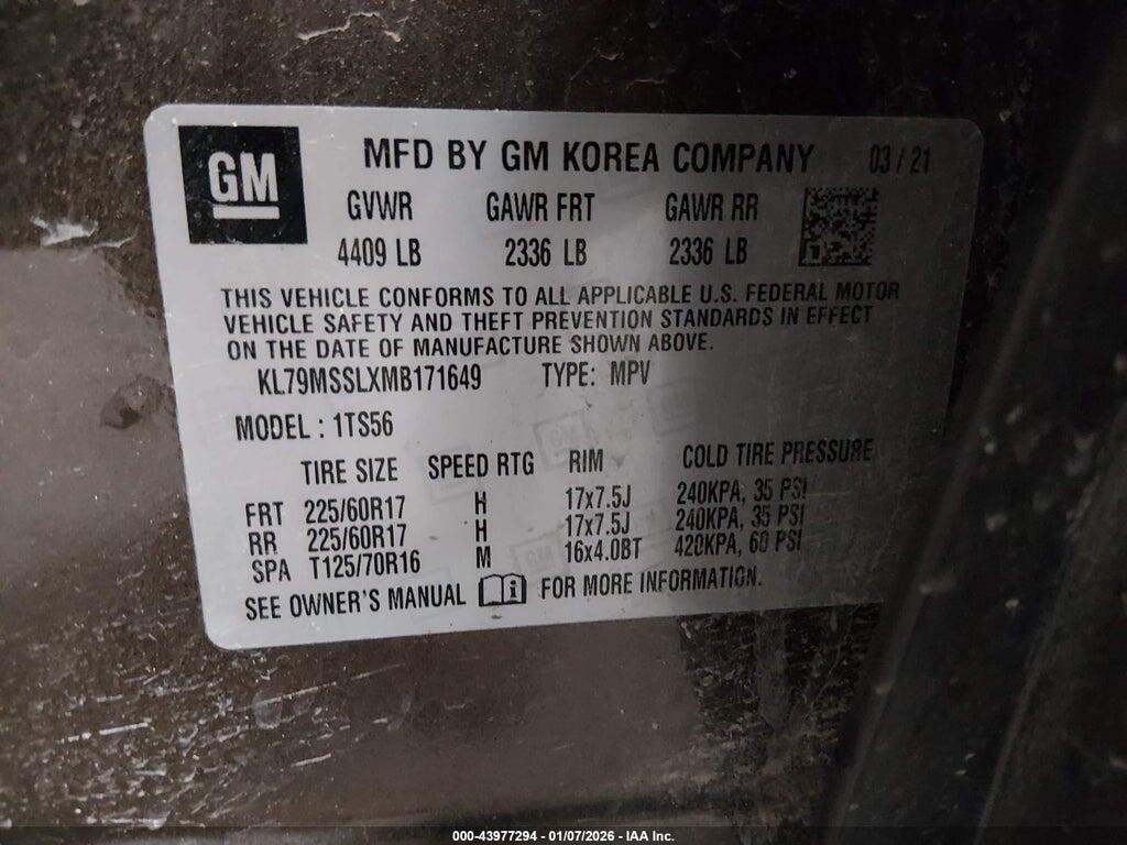KL79MSSLXMB171649 2021 CHEVROLET TRAILBLAZER photo no. 9