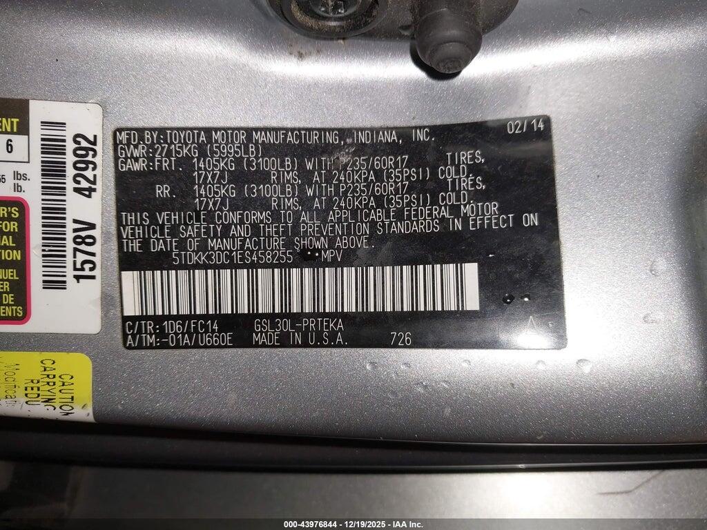 5TDKK3DC1ES458255 2014 TOYOTA SIENNA photo no. 9
