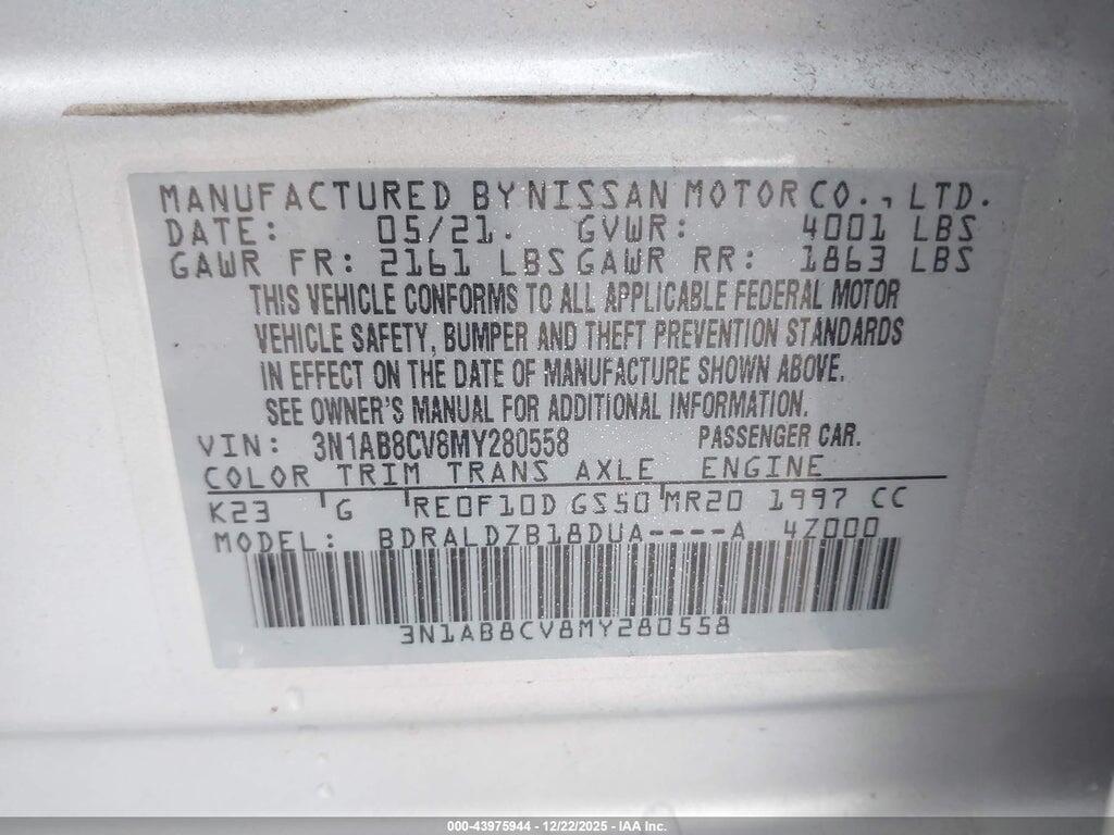 3N1AB8CV8MY280558 2021 NISSAN SENTRA photo no. 9