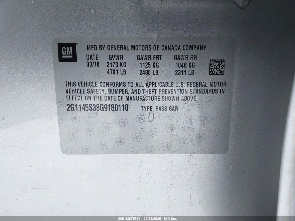 2G1145S38G9180110 2016 CHEVROLET IMPALA photo no. 9