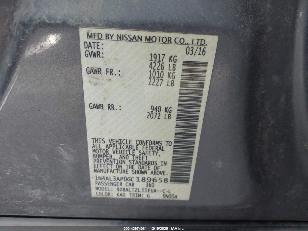 1N4AL3AP0GC189658 2016 NISSAN ALTIMA photo no. 9